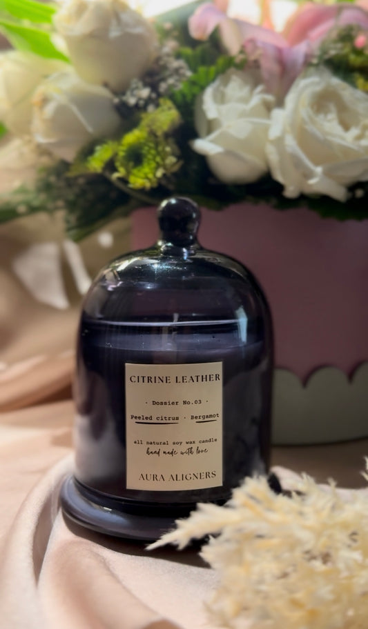 Citrine Leather Candle | Bergamot Breeze