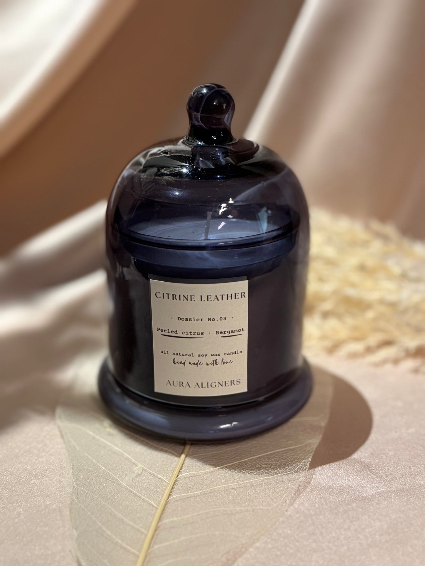 Citrine Leather Candle | Bergamot Breeze