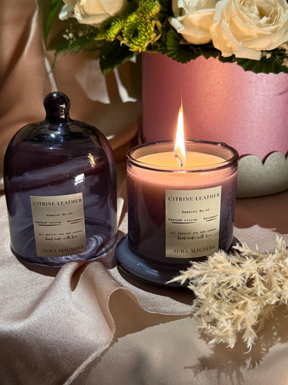 Citrine Leather Candle | Bergamot Breeze