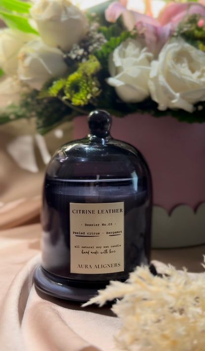 Citrine Leather Candle | Bergamot Breeze